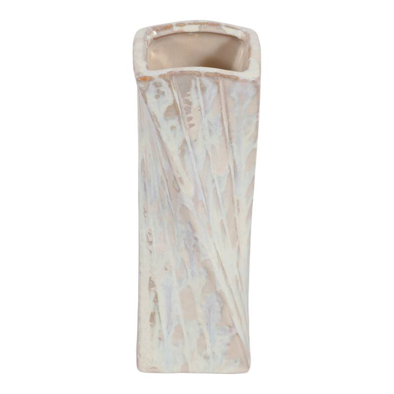 Decorative Vase - Ivory Ceramic Twist Design
