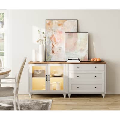 Kitchen Buffet Cabinet with Storage, 2-in-1 Sideboard Cupboard Dresser - 68 Inch