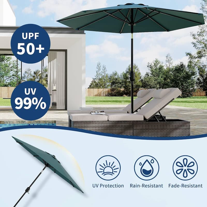 Coromose 10ft Patio Umbrella, Crank Lift & Push Button Tilt, for Yard, Deck, Pool