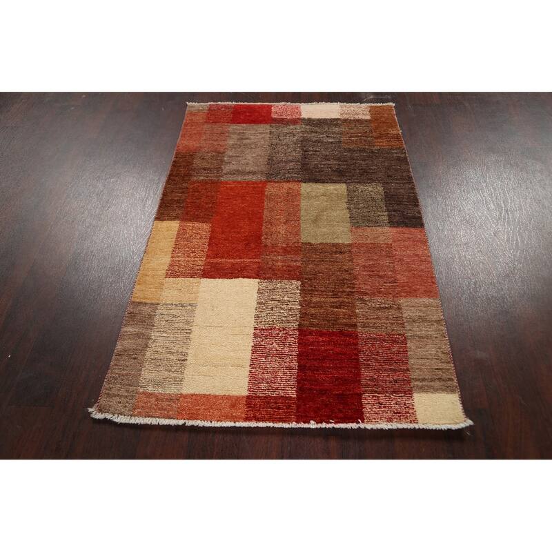 Modern Gabbeh Kashkoli Oriental Area Rug Wool Hand-knotted Carpet - 3'0" x 4'7"