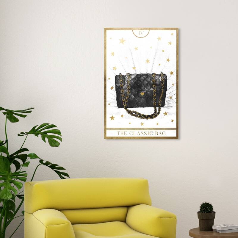 Wynwood Studio Canvas Fashion and Glam The Classic Bag Tarot White Gold and Metallic Gold Glam Wall Art Canvas Print - 30 x 20