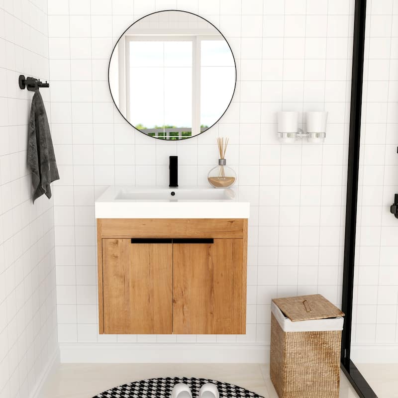 BNK 24"/30"/36" Single Sink Bathroom Vanity with Soft Close Door, Modern Floating Vanity