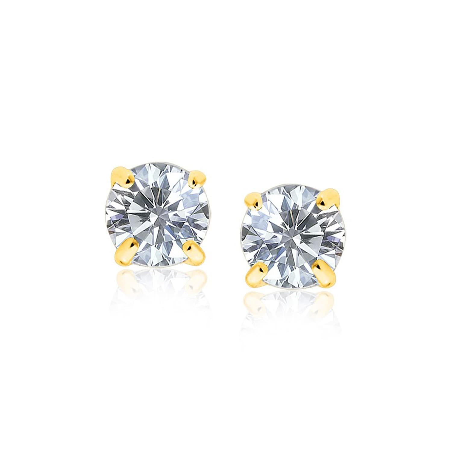 MayaMila 14k Yellow Gold 8.0mm Round CZ Stud Earrings