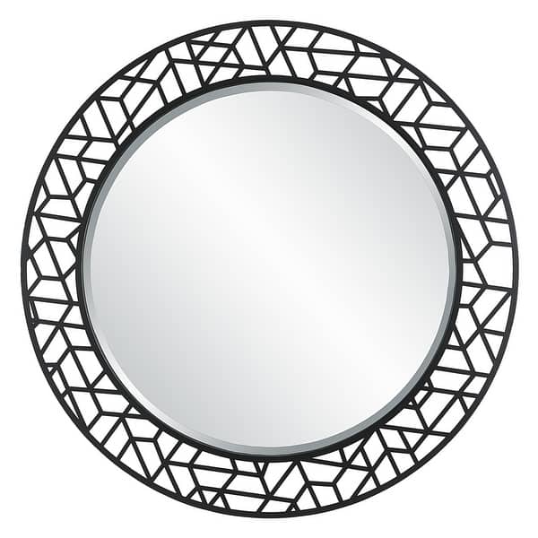 slide 2 of 6, Uttermost 09907 Mosaic 40" Diameter Circular Framed Bathroom Mirror Satin Black