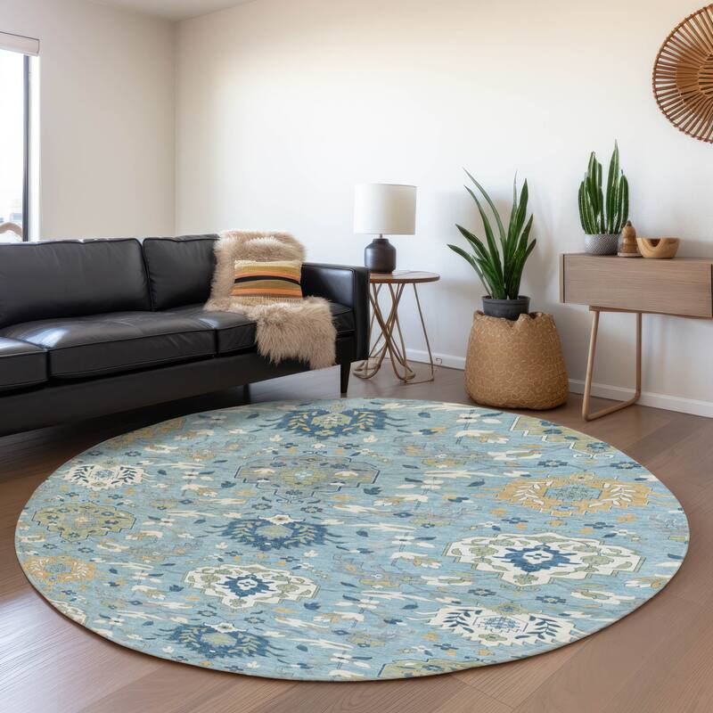 Premium Washable Super Soft Traditional Majestic Mayfield Rug - Sky - 8' x 8'