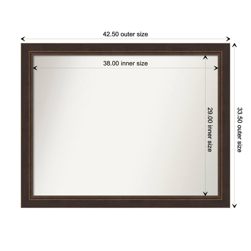 Lara Bronze Framed Non-Beveled Custom Wall Mirror, Bathroom Vanity Mirror - Outer Size: 42.5 x 33.5