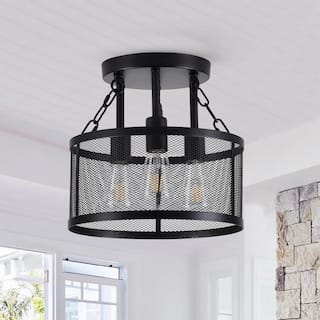 Farmhouse 3-Light Semi Flush Mount Metal Ceiling Light for Kitchen Bedroom Foyer