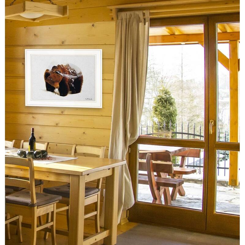 TrendyDecor4U Farmhouse "Bear in the Mountains" Framed Print Wall Art by Andreas Lie