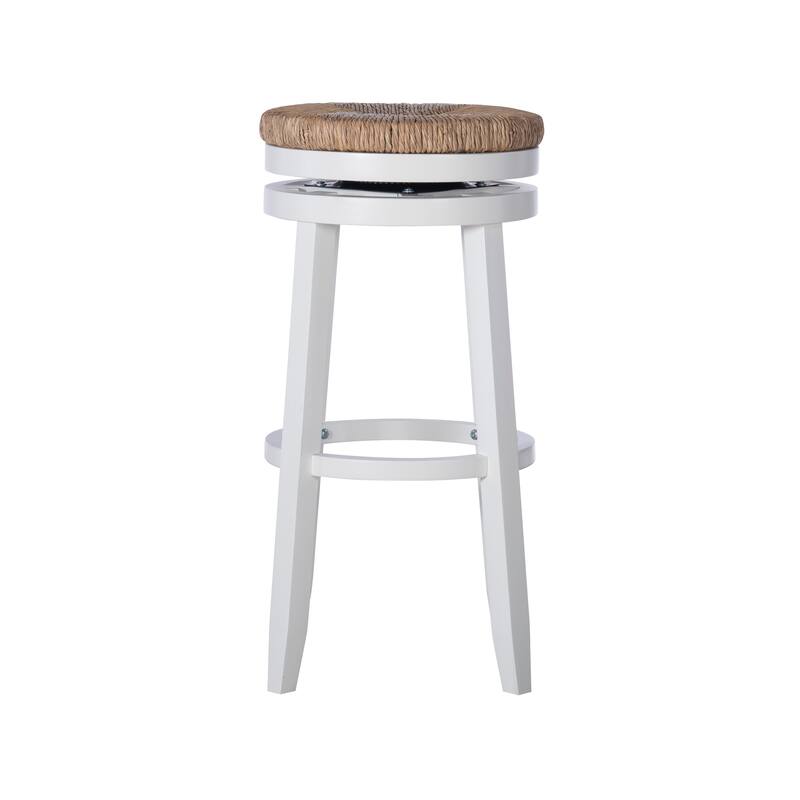 Linon Maya Backless 31-Inch 360-Degree Swivel Bar Stool with Seagrass Seat
