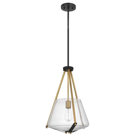 Starlight 1 Light Foyer Pendant Medium Base 60 Watt Matte Black Finish Clear Seeded Glass