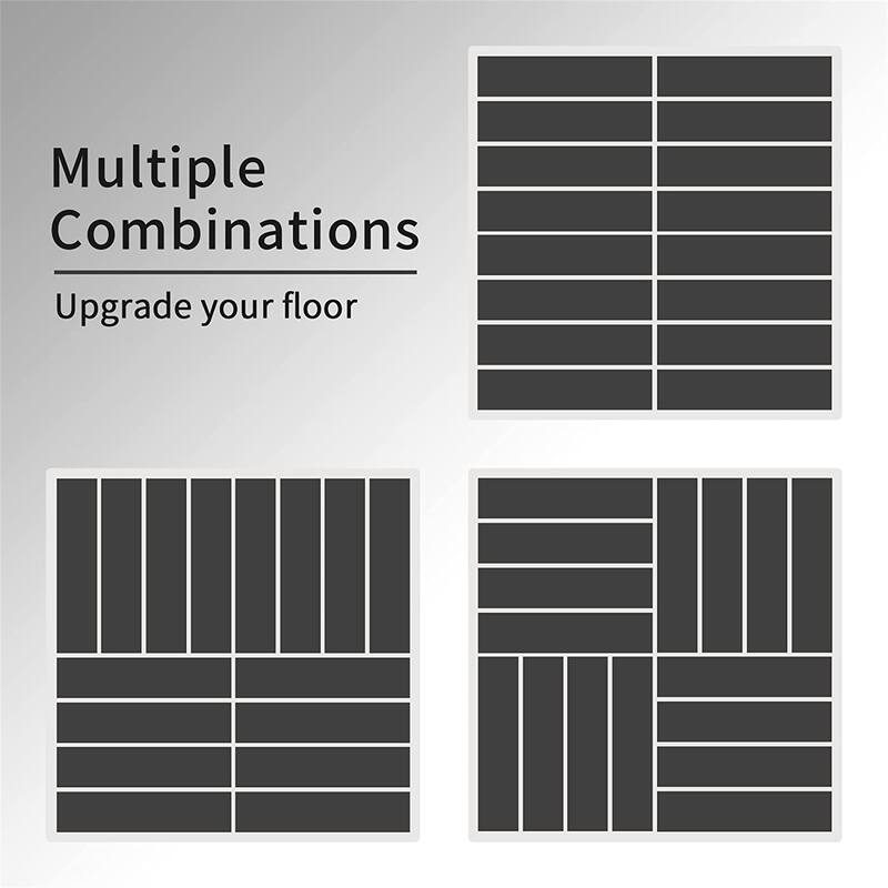 Patio Interlocking Deck Tiles, 12"x12"Square Composite Decking Tiles, Four Slat Plastic Outdoor Flooring Tile (Dark Grey;Brown)