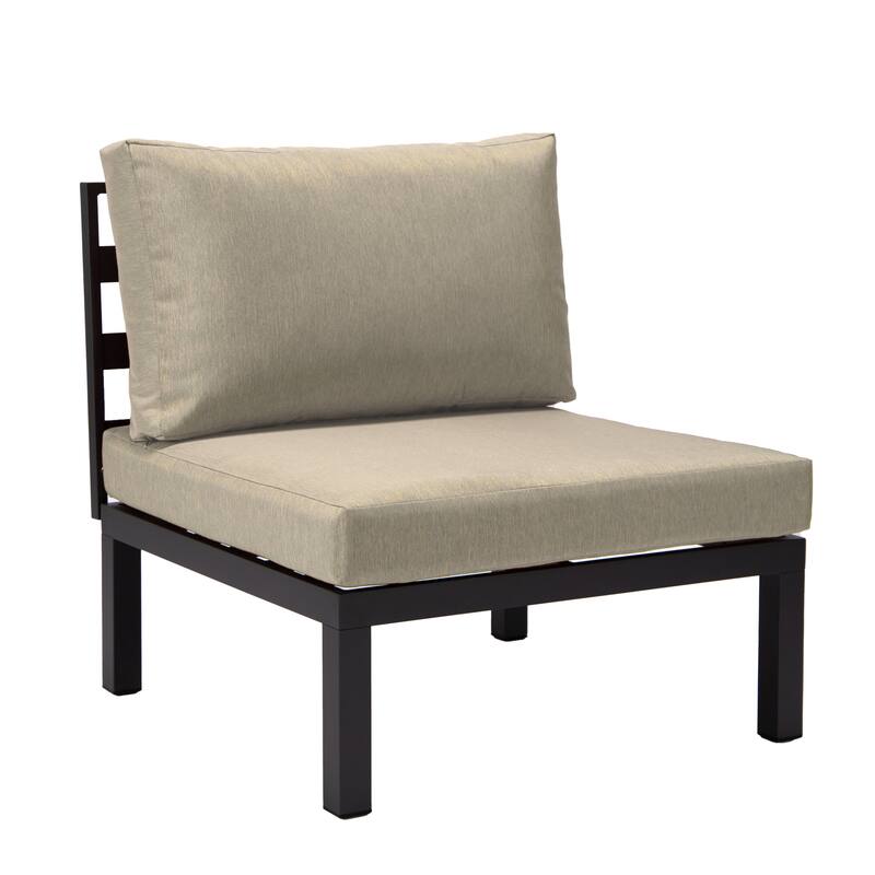 LeisureMod Hamilton 4-Piece Modern Patio Chair Polyester Upholstered Sofa for Indoor Outdoor Porch Garden Backyard Pool