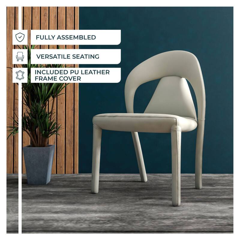 Solace Modern Dining Chair in Upholstered Leather with Steel Frame & Legs by LeisureMod