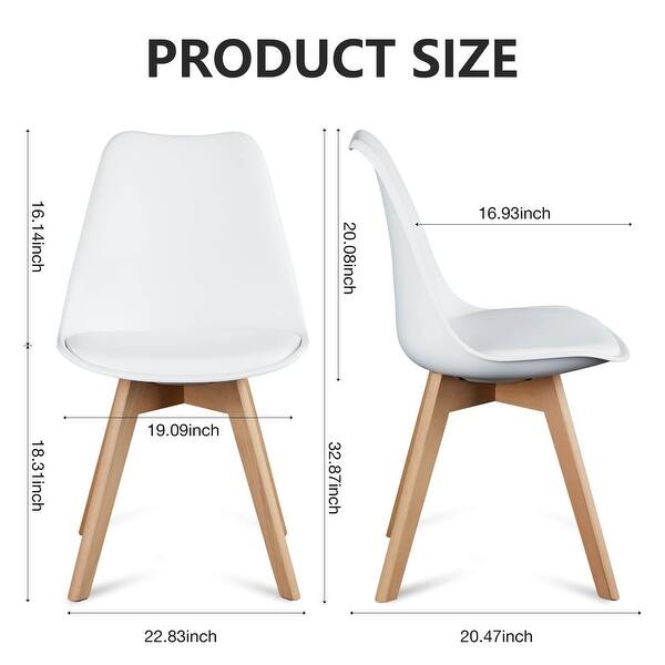 Set of 4 PU Leather Upholstered Dining Chairs with Wood Legs Bed Bath