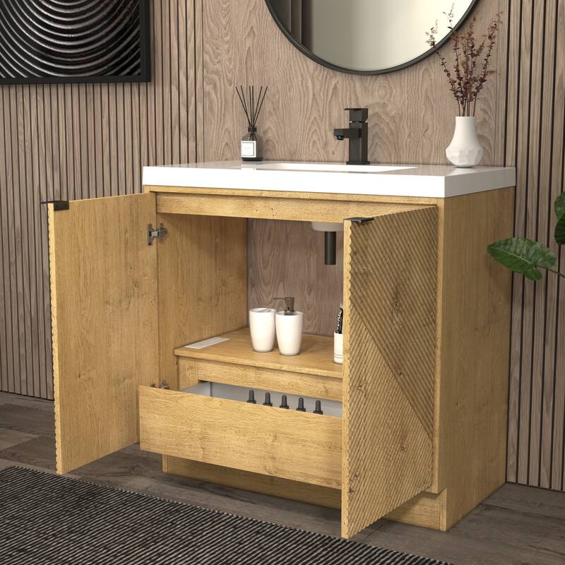 Milano 36" Freestanding Bathroom Vanity with White Acrylic Sink
