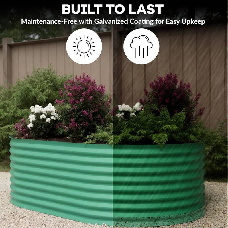 8x4x2ft 2Pcs Galvanized Raised Garden Bed Planter Boxes Outdoor, Green for Vegetables, Fruits, Flowers, Herbs - N/A