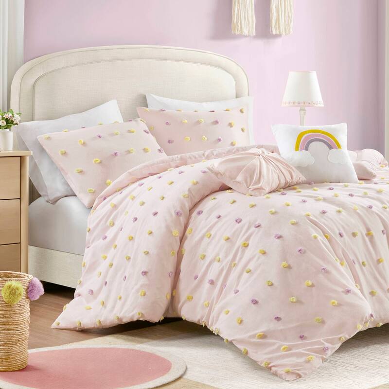 Intelligent Design Kids Callie Cotton Jacquard Pom Pom Comforter Set
