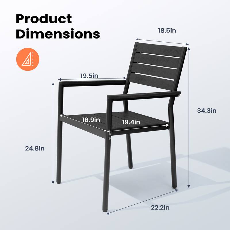 VredHom Outdoor Aluminum Stackable Dining Chairs with Armrest