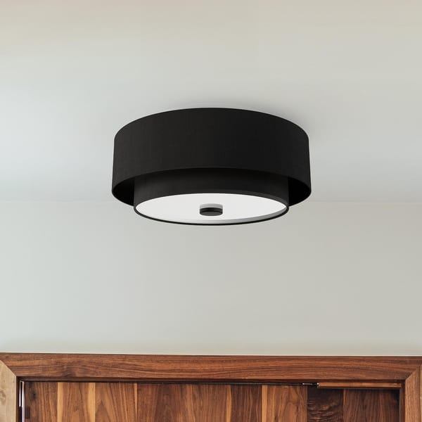 slide 2 of 5, Hunter + Jasmine Roth Brookside 2-Light Flush Mount Ceiling Light - Hallway, Bathroom, Entry, Laundry - Transitional - Designer! Matte Black