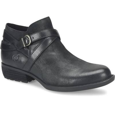 Born Womens Kelle Black Distressed Leather Ankle Boots Br0061809 Comfort Footwear