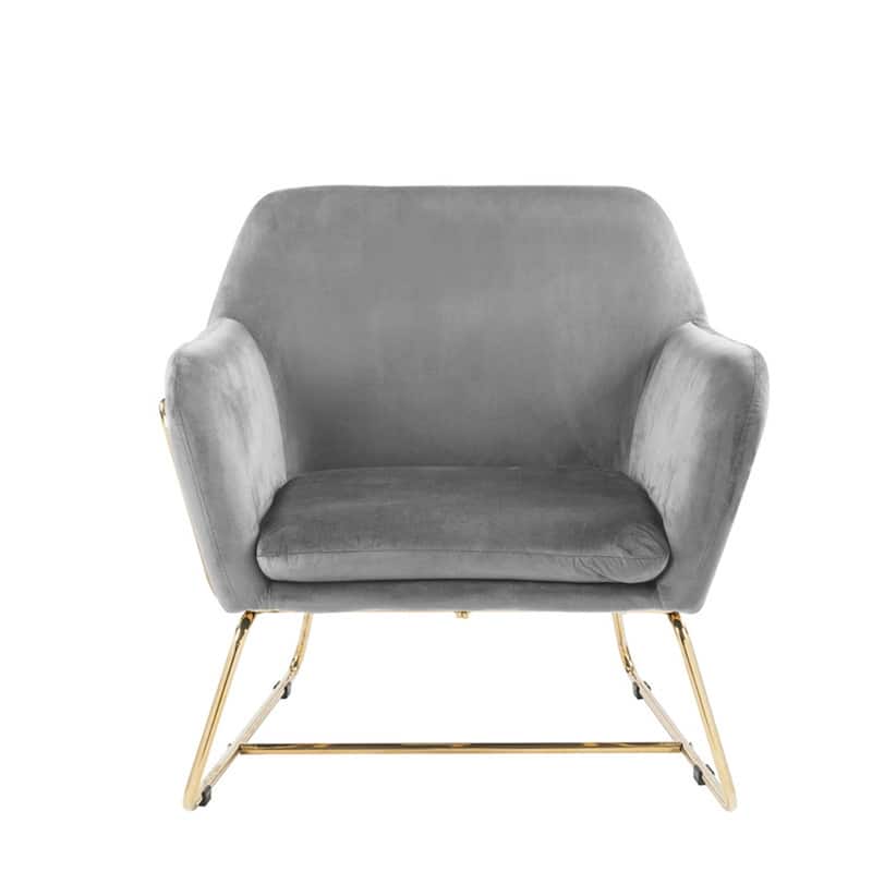 Velvet Accent Chair with Metal Base