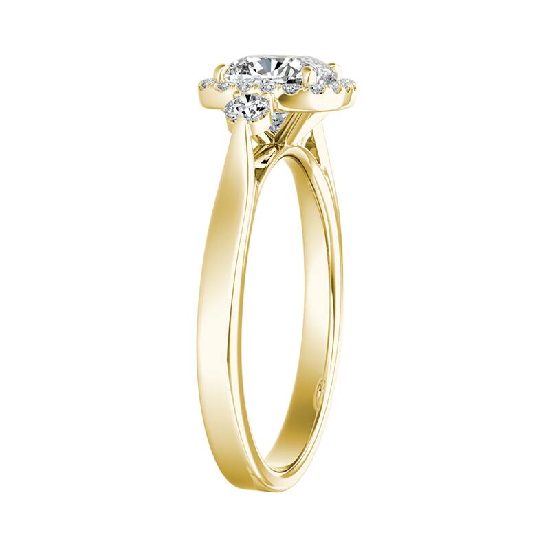 Auriya 14k Gold 1ct Cushion-cut Moissanite and Diamond Halo Engagement Ring 1/4ct TDW