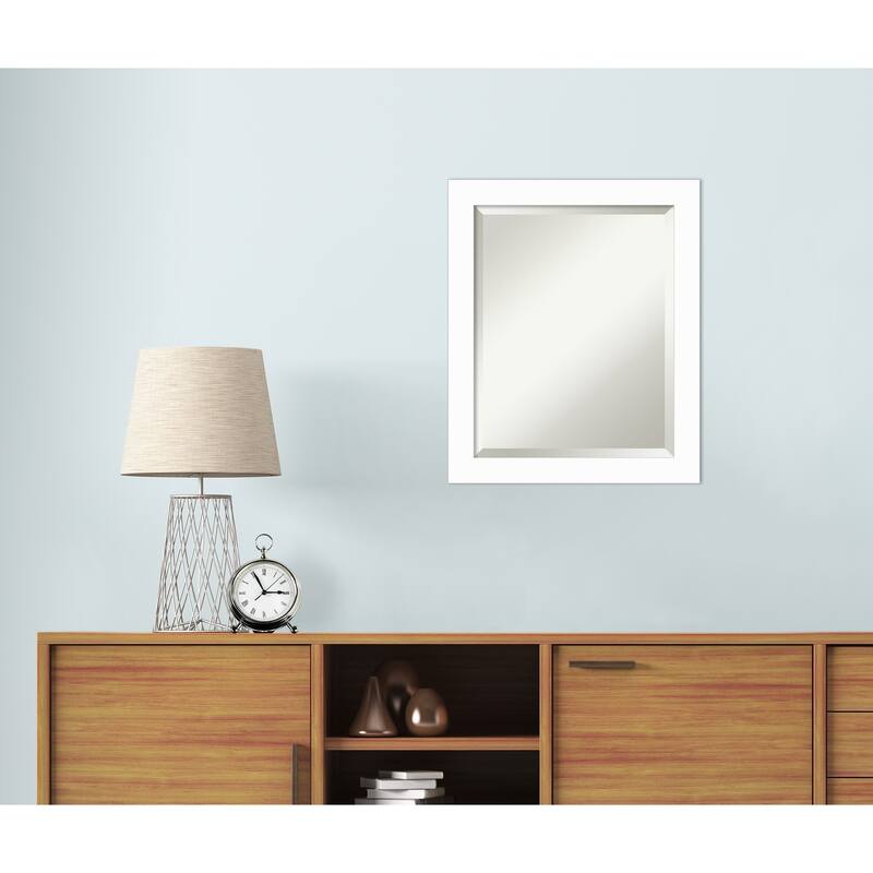 Basic Narrow Beveled Wood Framed Wall Mirror