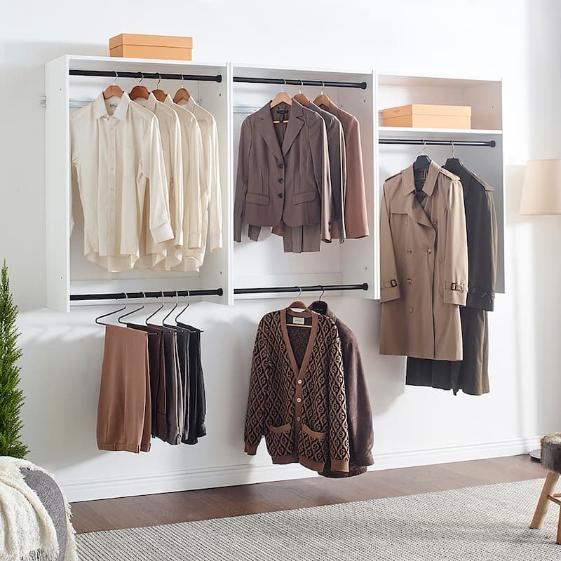 Devi Wall Mounted Wood Closet System - 13.78"D x 31.5"W x 45.28"H