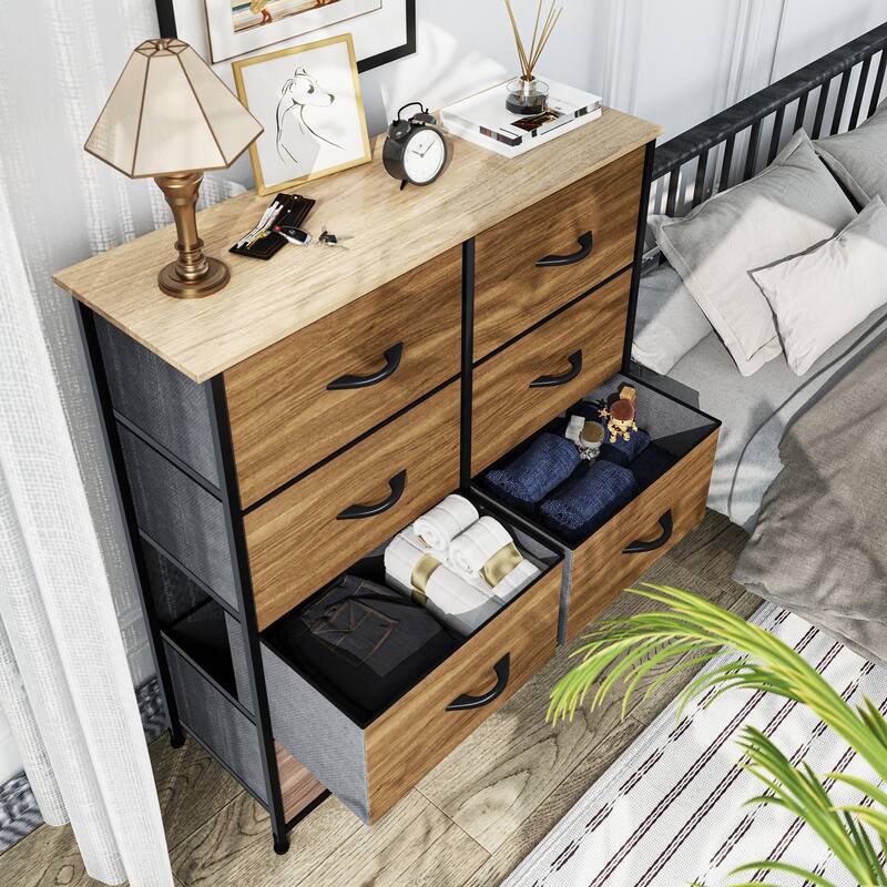 Modern Wide Dresser Storage Tower with 8 Drawers