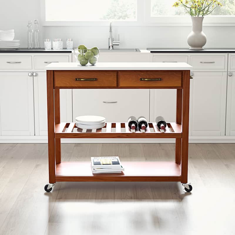 Crosley Full Size Granite Top Kitchen Prep Cart - 43"W x 17"D x 35"H