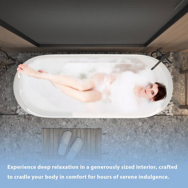 GDFStudio - Juliette Modern Freestanding Soaking Tub with Ergonomic Spa-Style Comfort - 59 "Acrylic freestanding tub