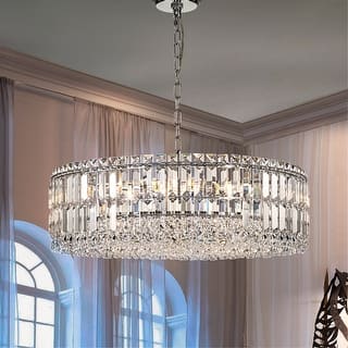 8-Lights Modern Drum Crystal Chandelier Round Dining Room Light Fixture
