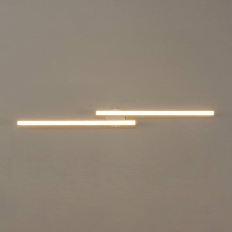 Contemporary 2-Light Black Linear Dimmable LED Vanity Wall Lamp