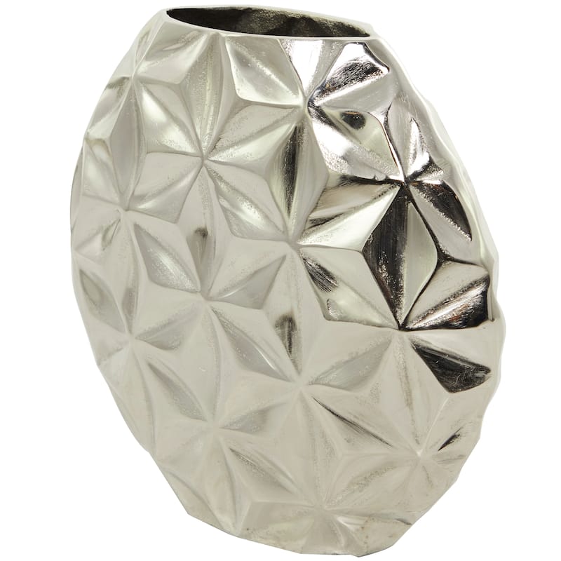 CosmoLiving by Cosmopolitan Aluminum Metal Faceted Geometric Vase - Black, Silver, Gold