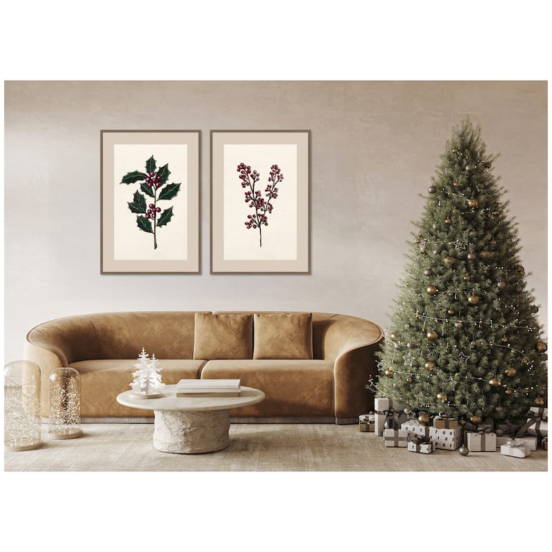 Kate and Laurel Sylvie Silver and Pine - 2 Piece Framed Canvas Art Set by Pam Vale