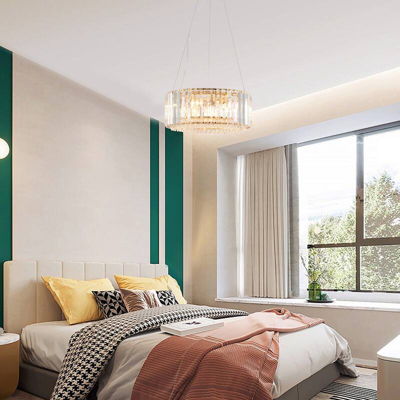 5-Light Modern Pendant Design Crystal Hanging Linear Chandelier Lighting for Dining Room Kitchen Island