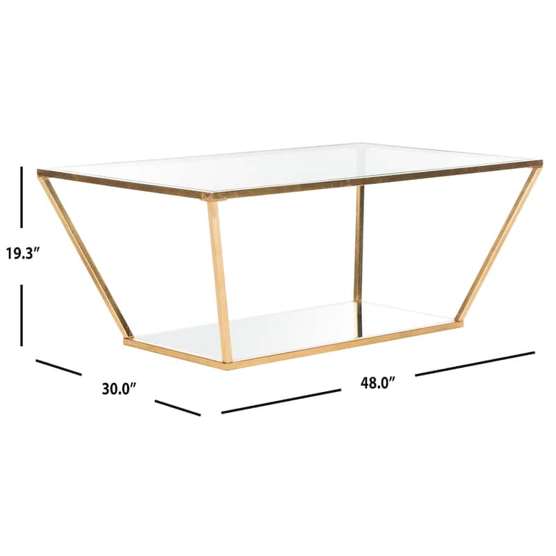 SAFAVIEH Mitzi Gold Leaf Retro Coffee Table - 48" x 30" x 19.3" - 48Wx30Dx19H
