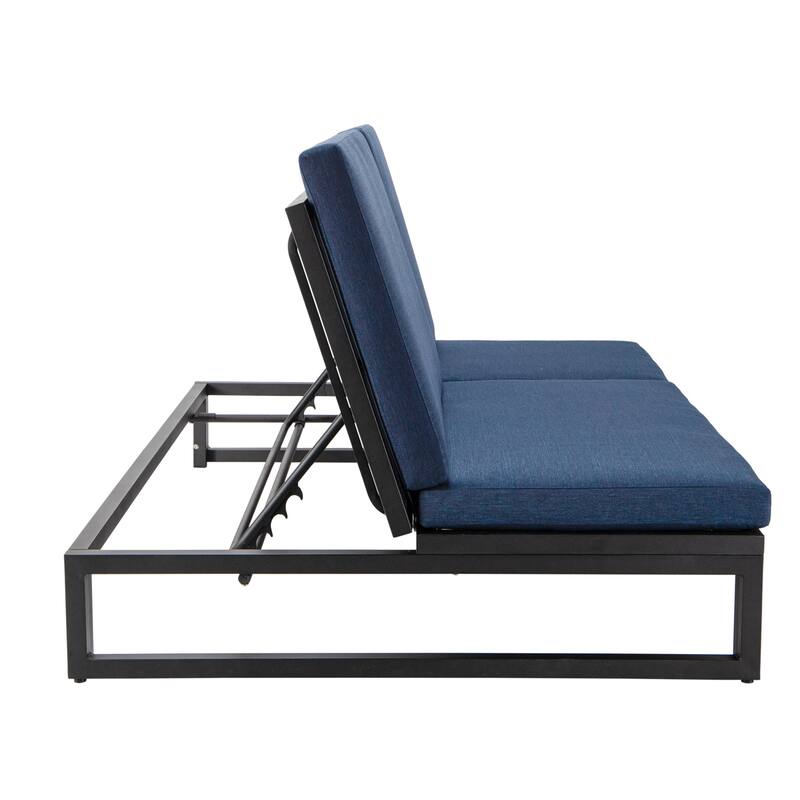 Chelsea Polyester Fabric Outdoor Lounge Chair with Four-Level Adjustable Backrest and Powder-Coated Aluminum Frame