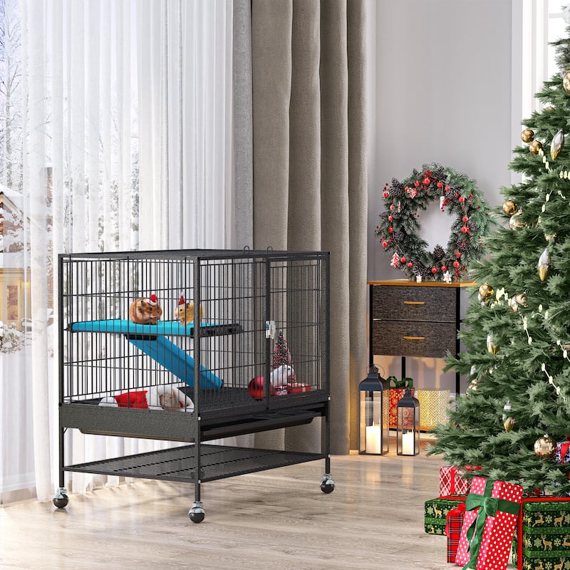 Metal 2-Tiers Small Animal Cages Indoor Critter Nation Cage
