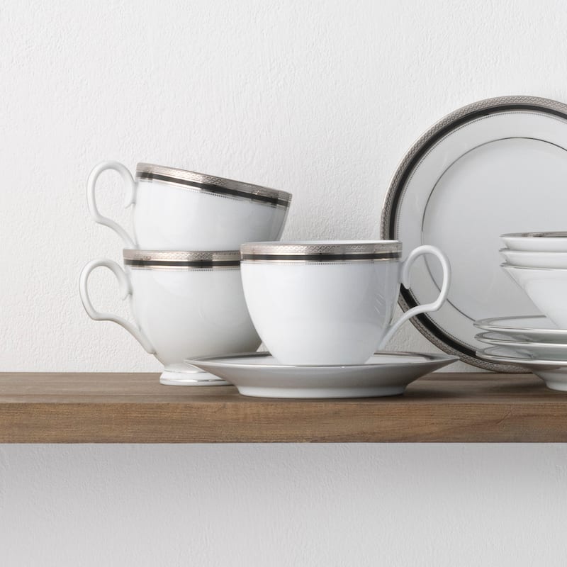 Noritake Austin Platinum Set Of 4 Teacups, 8 oz.