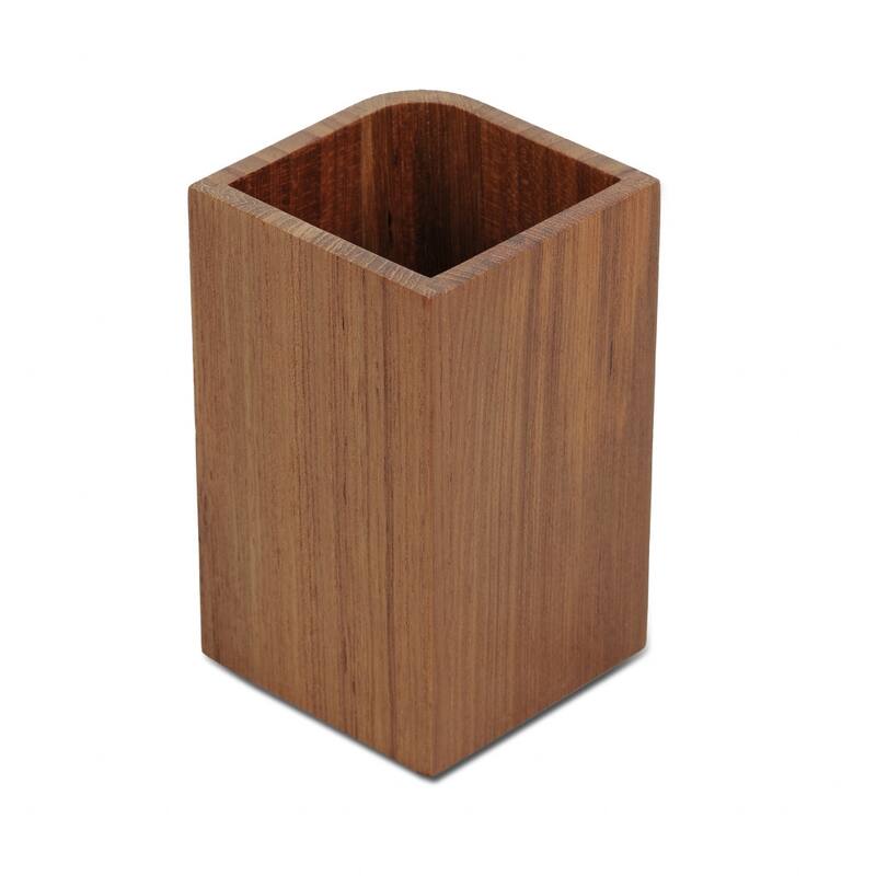 Designer Genuine Teak Tumbler - 4.75" 2.75" X 2.75"
