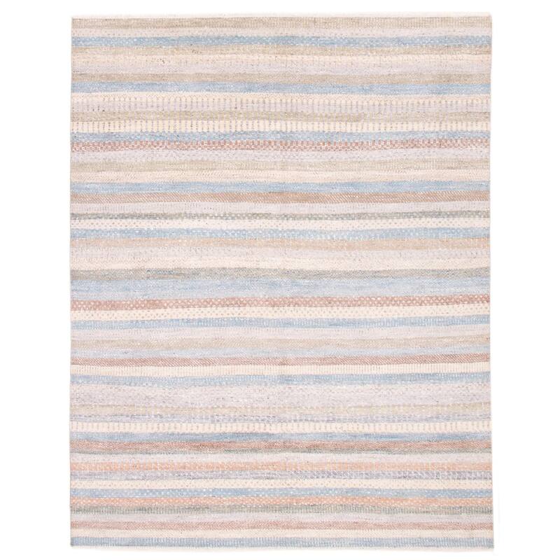 ECARPETGALLERY Hand-knotted Silk Shadow Multi Color Wool Rug - 7'11 x 10'1