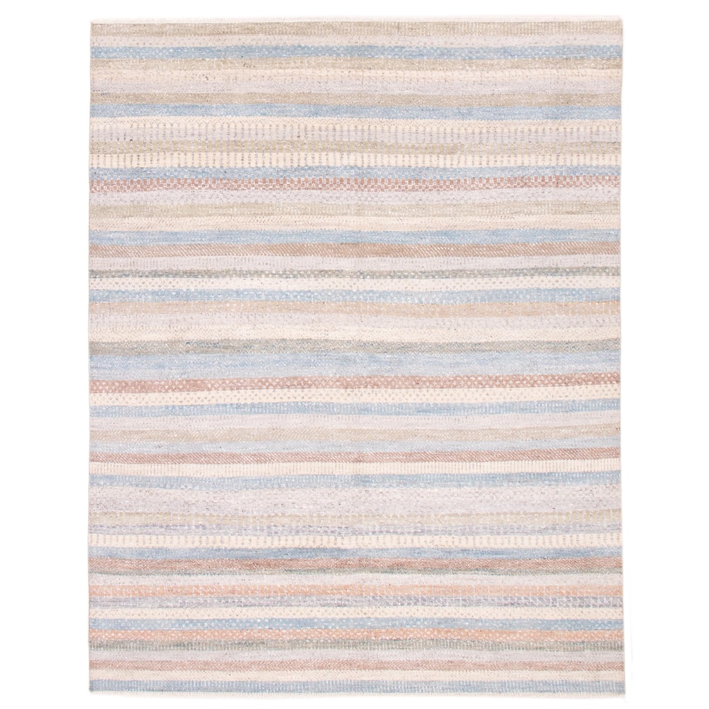 ECARPETGALLERY Hand-knotted Silk Shadow Multi Color Wool Rug - 7'11 x 10'1