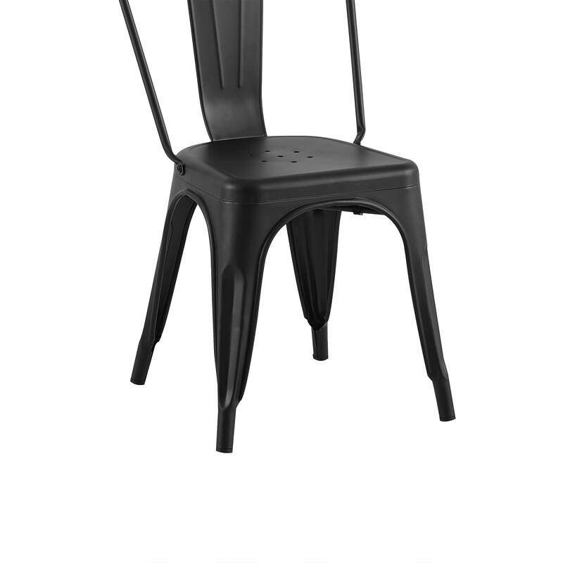 18" Modern Industrial Metal Stackable Matte Black Dining Chair, 4PCS - 18" W X 18" D X 33" H