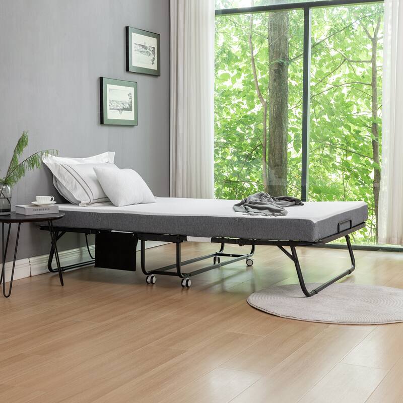 Foldable Guest Bed with Mattress & Cover