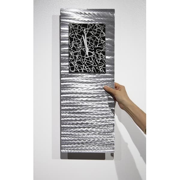 Statements2000 Silver Black Wall Clock Modern Abstract Art By Jon Allen Atomic Radiance 24 X 9 Overstock 30600686