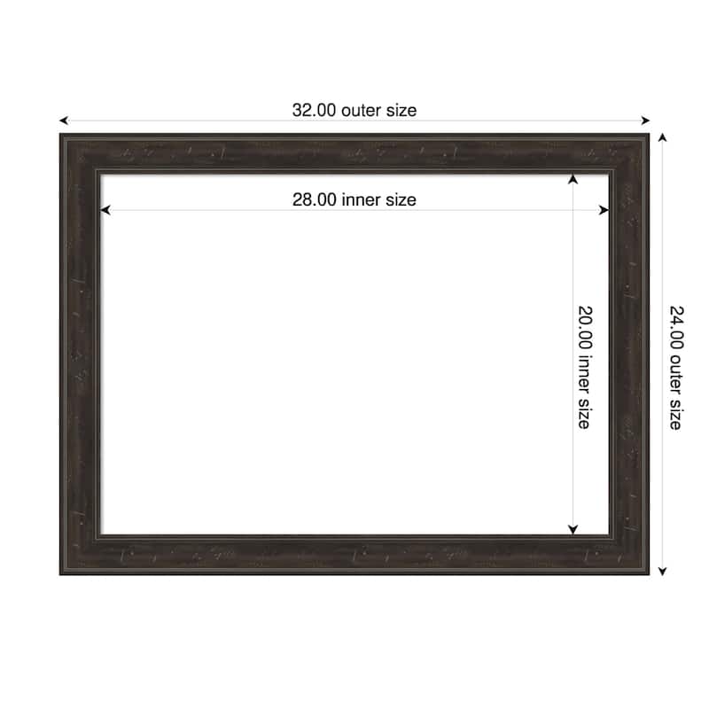 Amanti Art Shipwreck Black Narrow Framed Dry Erase Magnetic Board - 32 x 24 in - Shipwreck Greywash Narrow
