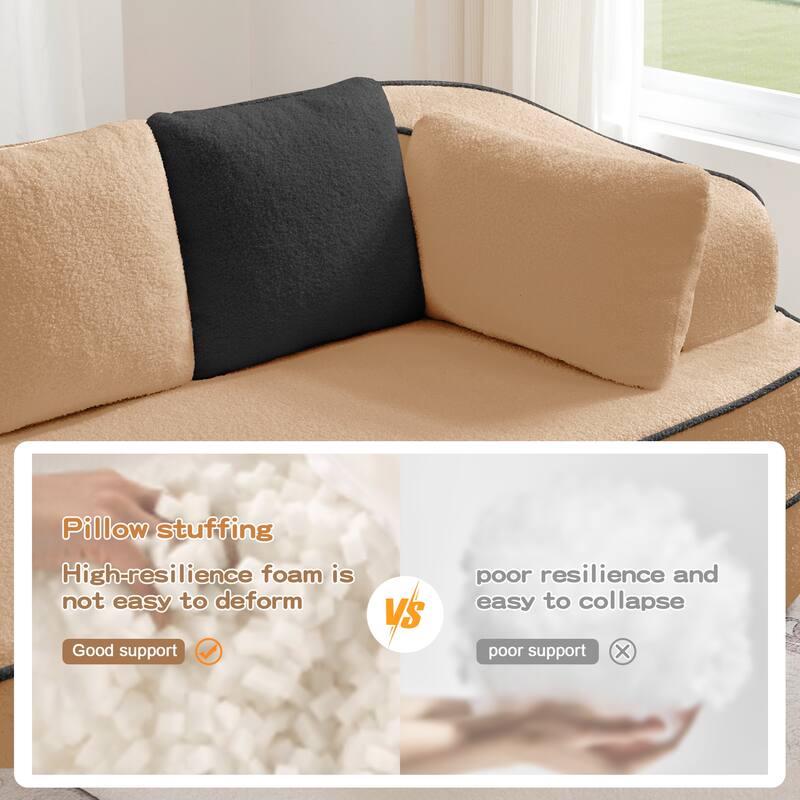 GDF Studio - Beckley 160" Modern Teddy Upholstered Boneless Sofa with Left L-Shaped Chaise, Contrast Color Design