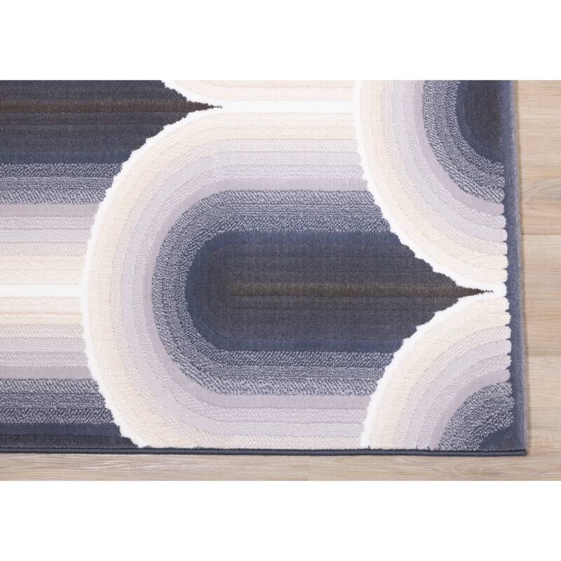 Elizabeth Collection - Blue/Grey/Cream Rounded Arches Rug