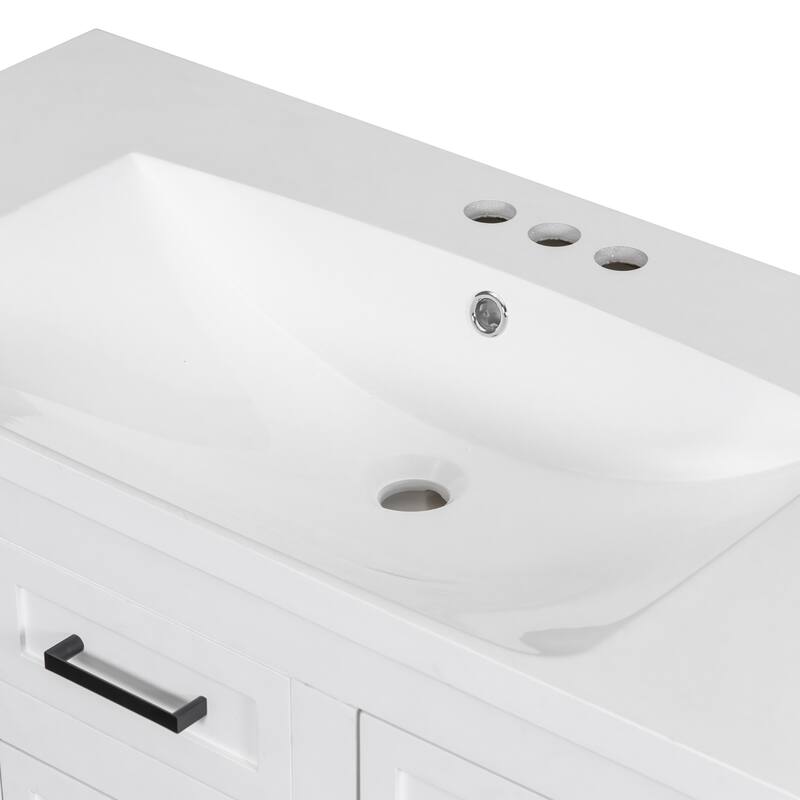 36-inch Free-standing Bathroom Vanity with Resin Undermount Sink, 4 Drawers, 2 Doors, Adjustable Storage Shelves